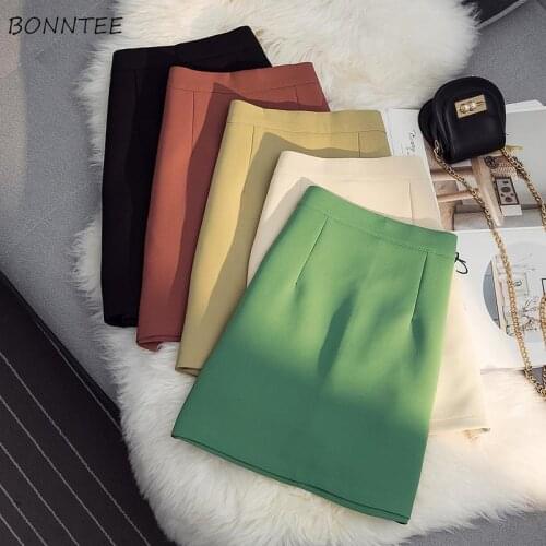 Skirts Women Chic Slim A-line Ulzzang All-match Summer Mini Simple Solid Soft Lovely Candy Colors Retro Trendy Ladies Empire Ins