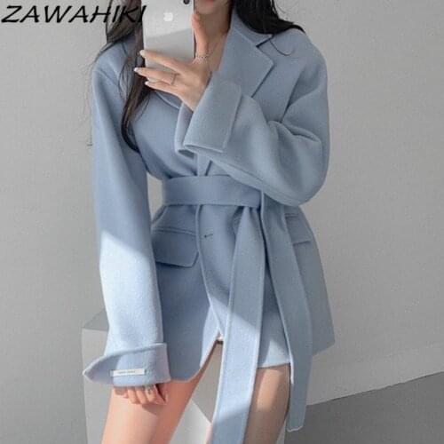 ZAWAHIKI Women's Coats With A Belt