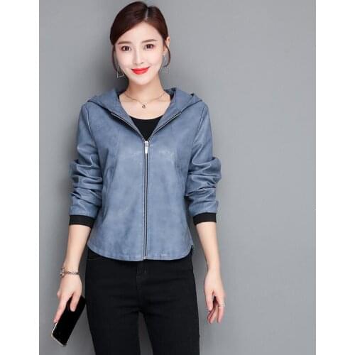 Plus Size Black Womens Leather Jacket 2021 New Spring Autumn Motorcycle Womens Leather Clothing Short Slim Leather Coat Women