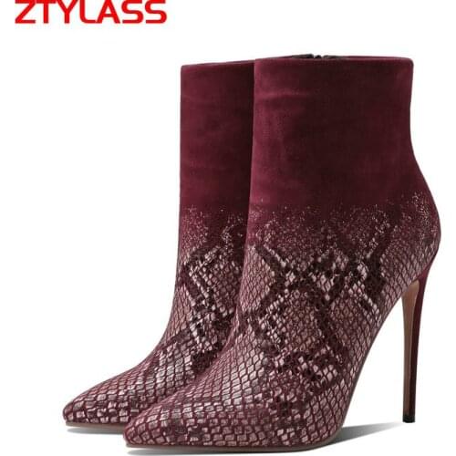 Black Blue Nude Autumn Winter Womens Shoes Fashion Zipper Thin High Heel Ankle Boots Mixed Colors Pointed Toe Short Boots Lady