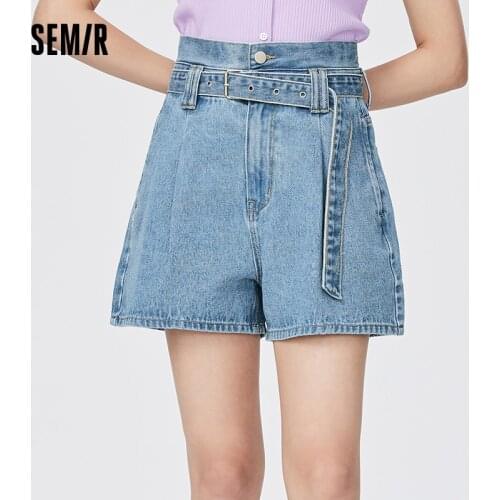 SEMIR Denim Shorts Women High Waist A-Line Loose Pants 2021 Summer New Style Pure Cotton Fashion Legs Looks Tall