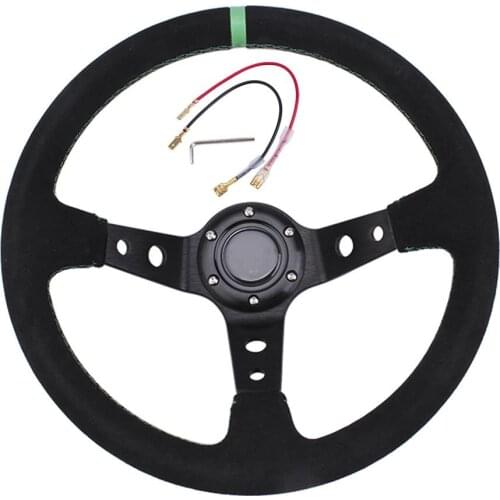 1 Pcs 14 Inch 350mm Modified Suede Leather Steering Wheel Automobile Deep Corn Drifting Race Steering Wheel