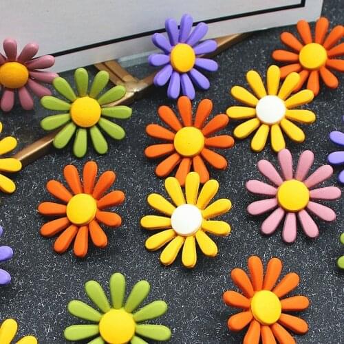 New Style 10pcs Flower Metal Buttons Color Rubber Paint Dress Coat Childrens Clothing Shoes Flower Headdress Button Accessories