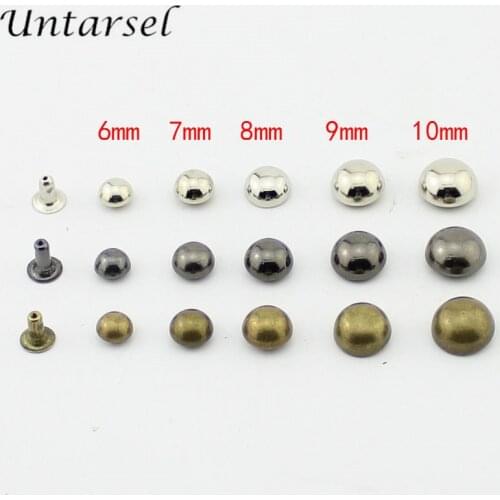 100sets 6/7/8/9/10mm metal round rivets punk rock leather studs with cap silver mushroom spikes screws for belts clothes DIY