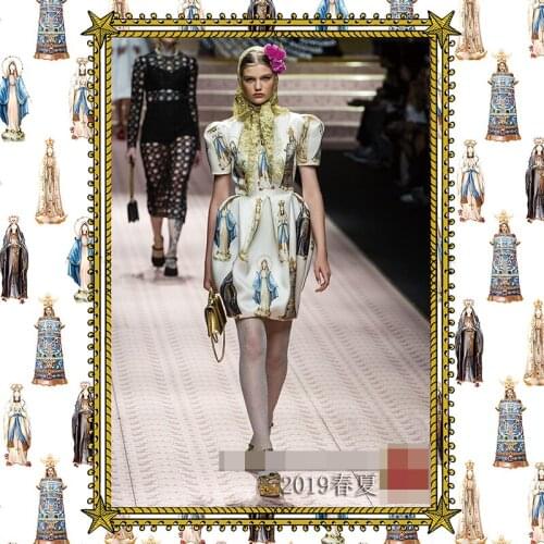 100% Polyester Printed Fabric Meter Micro Elastic Dress Fashion Week Printed Fabrics Wholesale Cloth Alibaba Express