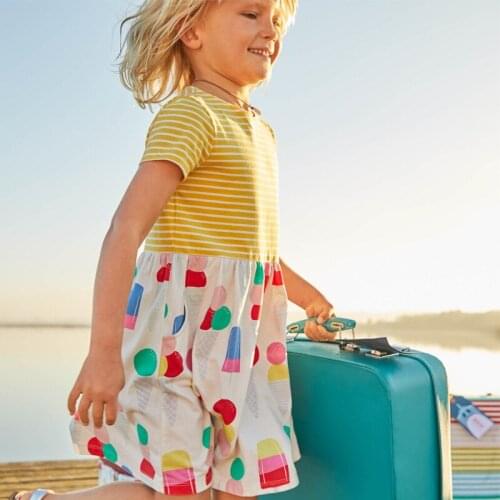 18M-6 Years Girls' Lovely Summer Dress Short Sleeve Casual Patchwork Dress Stylish Heart Print Above Knee Dress