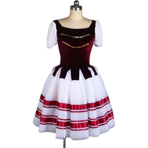 Puff Sleeve Romantic Tutu Skirts Velvet Bodice Ballet Dance Tutu Leotard Dress Women Long Ballet Tutus Performance Costume 21228