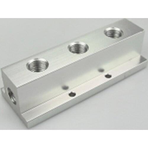 1/4" BSP Female 3 Way Solid Aluminum T-Shape Air Manifold Block Splitter