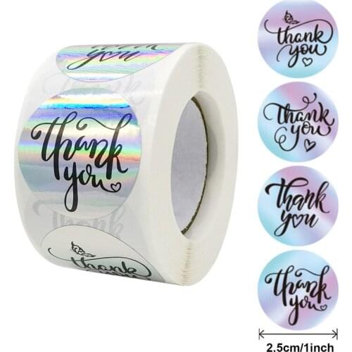 500pcs Rainbow Laser Thank You Stickers for Supporting My Small Business Sticker Seal Labels for Wedding,Envelope,Gift Wrapping