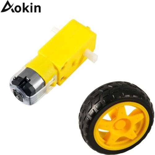 Aokin TT Motor 130motor with the Wheel 2pcs TT motor 2pcs 65mm Wheel Smart Car Robot Motor For Arduino DC 3V-6V DC Gear Motor
