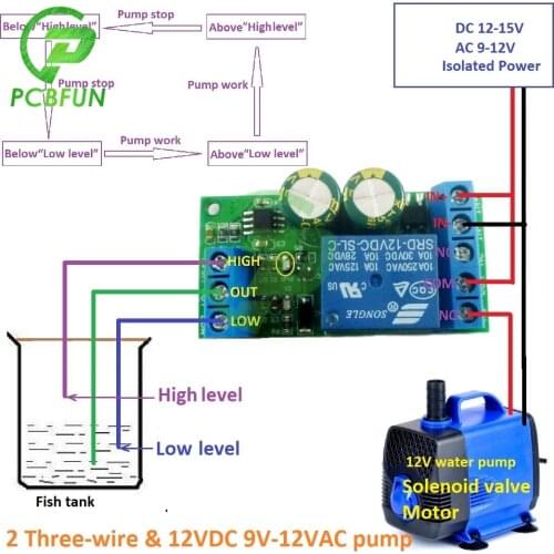 1pcs AC/DC 12V Fish Tank Aquarium Automatic Water Supply Controller Water Level Sensor Solenoid Valve Water Pump Motor Switch