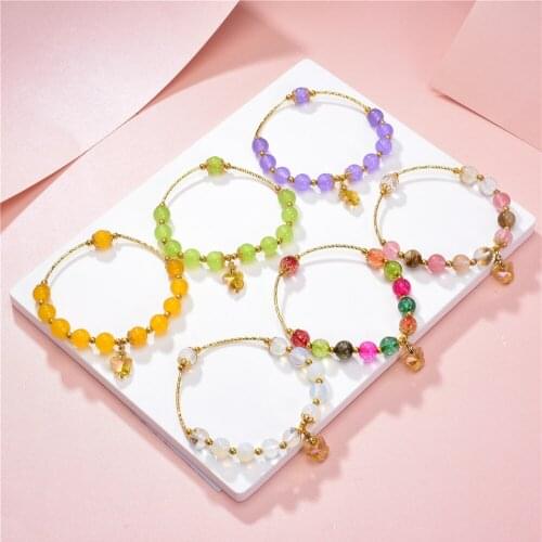 New Charms Crystal Bracelet Healing Gifts Stone Jades Opal Tourmaline Watermelon Beads Strand Bracelets Bangle Jewelry 19cm B394