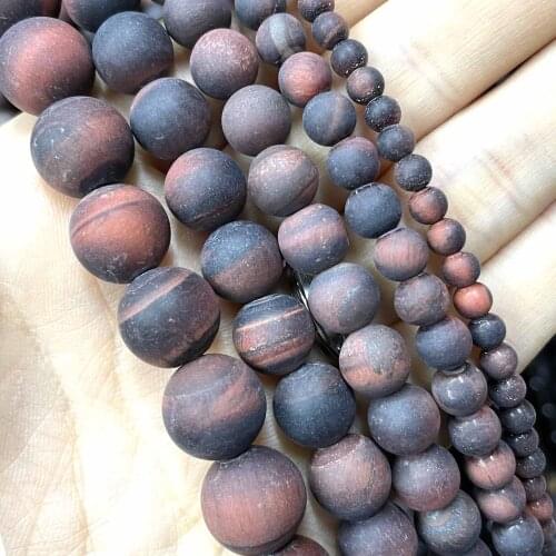 Natural Dull Polish Matte Red Tiger Eye Round Stone Beads For Jewelry Making DIY Bracelet Necklace Accessories 4/6/8/10/12mm