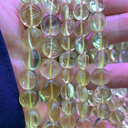 Natural Lemon Quartz Beads 15'' Irregular Button DIY Loose Beads For Jewelry Making Beads Bracelets Necklace For women Gift