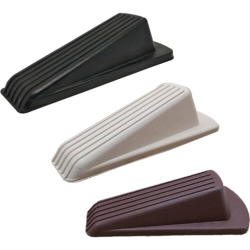 Door Wedge Shaped Rubber Door Stops Non-slip Black Rubber Door Buffers For Office Home Floor Stopper Guard Baby Protect