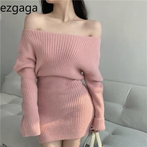 Модные вязаные платья Ezgaga China At AliExpress