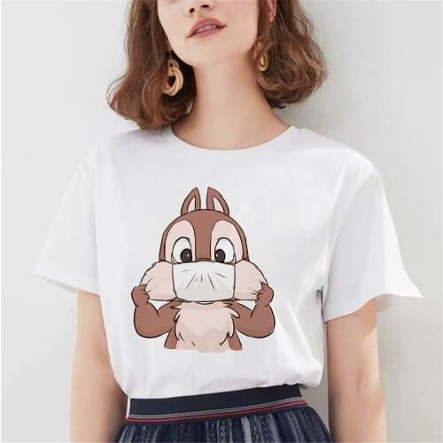 Chip and Dale T Shirts Summer Short Sleeve Casual White O-neck Tshirts A Squirrel In Mask Print Cartoon Disney Tee Shirts
