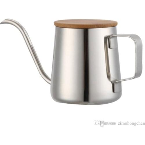 350Ml Long Narrow Spout Coffee Pot Gooseneck Kettle Stainless Steel Hand Drip Kettle Pour Over Coffee And Tea Pot With Wooden