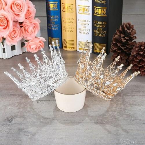 High Quality Handmade Crown Super Flash Round Atmospheric Crown Hair Accessories Baroque Wedding Crown Hair Jewelry Tocado Novia
