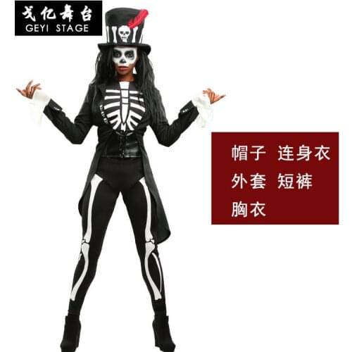 COS Voodoo Skull Adult Female Halloween Annual Meeting Stage Costume Skeleton Wizard Cosplay Costume