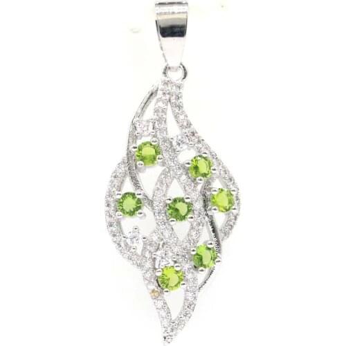 42x17mm Lovely Cute 3.2g Shape Created Rich Blue Violet Tanzanite Green Peridot CZ Girls Birthday Gift Silver Pendant