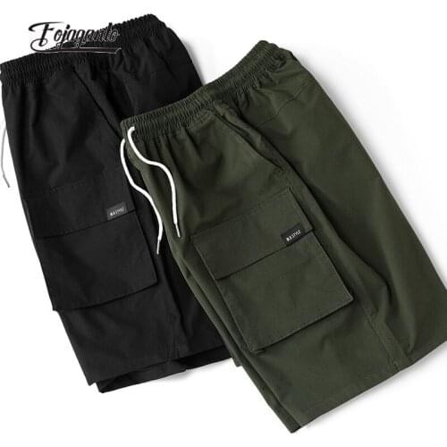 FOJAGANTO Mens Summer Trend Shorts Loose Casual Tie Five-Point Overalls Solid Color Simple Straight Sports Shorts Male