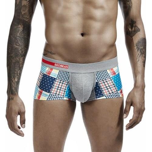 Men Underwear Sleepwear Boxer Shorts Plaid Printed Sexy Slip Panties Sleep Bottoms Boxershorts Calzoncillos Underpants Plus Size