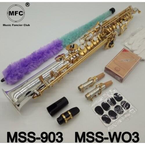 Music Fancier Club Soprano Saxophone MSS-903 MSS-WO3 Silvering Gold Key With Case Sax Soprano Mouthpiece Ligature Reeds Neck