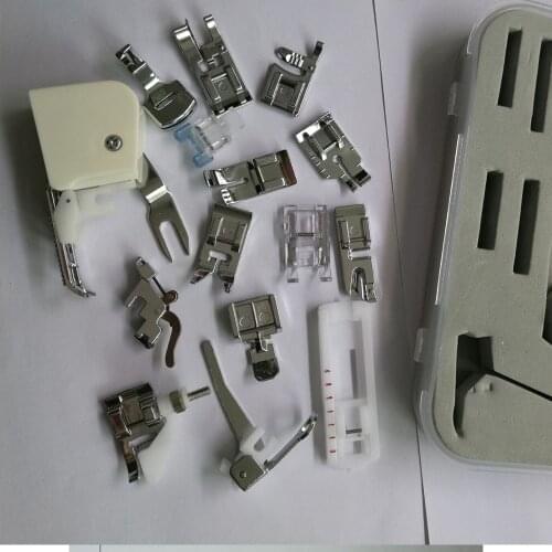 Universal 15PCS Sewing Machines Presser Feet Foot Kit Set for Brother Janome Singer Needle Sewing Machines Presser Foot Manual