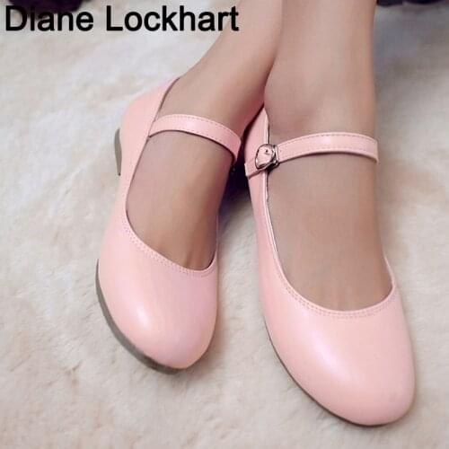 New Fashion Women Buckle Strap Mary Jane Flat Shoes Gril Casual Round Toe Sweet Ballet Flat Ankle Strap Larger Size 31 32 33 42