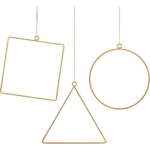 New 3 Pack Metal Geometric Hoop Wreath Frame, Artificial Flower Garland Hanging Pendant for Home Kitchen Wall Art Decoration