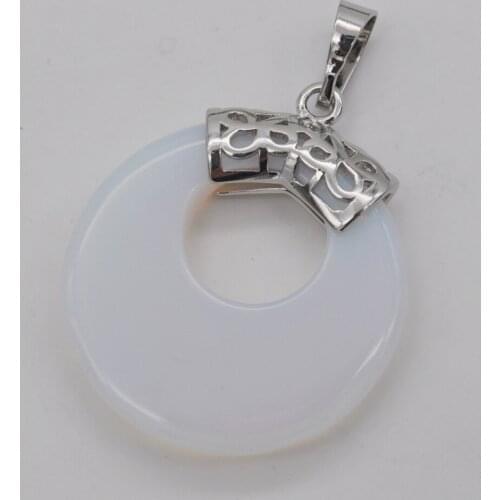 Opal Circle Stone Gem Pendant Jewelry For Gift S3151