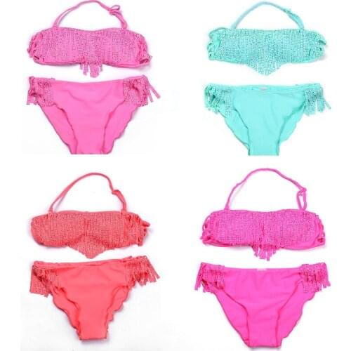 Wholesale new Europe and the United States cross border hot diamond childrens swimsuit set sexy big bikini girls' swimsuit