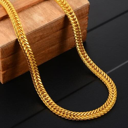 Hip Hop Men Long Gold Chain Necklace 6mm 50cm Cuban Link Chain DIY Jewelry Making Unisex Jewelry Accessories