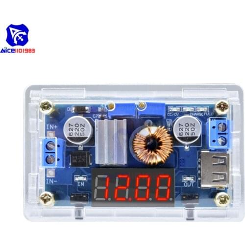 5A CC/CV Power Step-Down Battery Charge Module LED Driver USB Voltmeter Ammeter Voltage Regulator Power Supply Board with Case