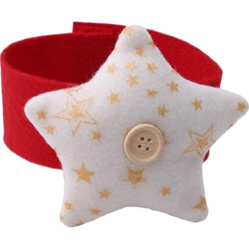 Lovely Star Heart Christmas Tree Napkin Rings Napkin Holder Cotton Button Ring Hotel Wedding Favors Table Decoration