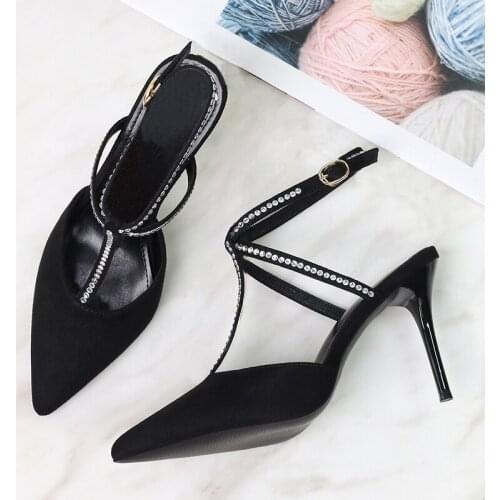 Attractive Diamond Strap Pointed Elegant Women Sandals 2021 Summer New Fashion Sexy Thin High Heel Beauty Girl Lady Female Shoes