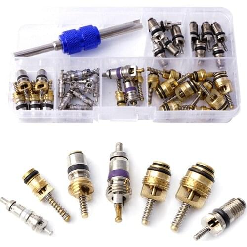 R12 R134A AC Schrader Valve Cores+Remover Tool Kit Air Conditioning Auto Service