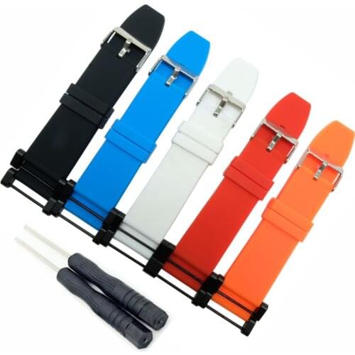 24mm Silicone Rubber Watchband For Suunto Core Essential Series Watch Band Strap Belt Repalce And All Black Adapter + 2Pcs Tools