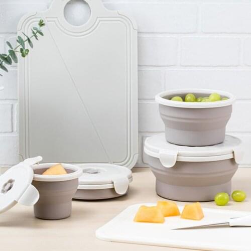 Folding Bowl Outdoor Camping Tableware Sets Lunch Box Portable Salad Bowl With Lid For Nature Hike Cooking Supplies Hot Sale