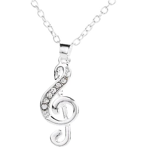 Rhinestone Beads Necklaces For Women Fashion Jewelry Music Note Charm Pendant Necklace Gift Bijoux Femme Musica Necklace