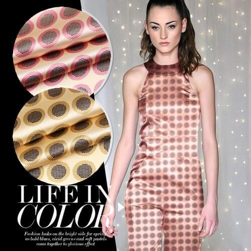 CNUM SS081 100% Natural Silk Satin/ Polka , Pink/ Silk Fabric / Width 1.25yd Thickness 16.5mm /Unit:Meter
