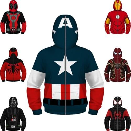 New Lovely Animal Cartoon Boys Zipper Hoodies Children Big Size Jackets Kids Outwear Boys Spider Super Clothing Boy Clothes