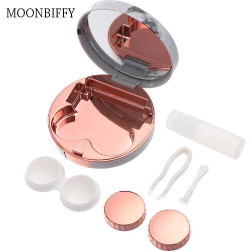 Unisex Cute Marble Stripe Contact Lens Case Travel Glasses Lenses Box Eyes Care Kit Holder Portable Lens Soaking Storage