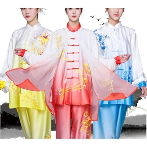Unisex Embroidery tai chi suits martial arts uniforms taijiquan clothing kung fu wushu suit top quality blue/pink
