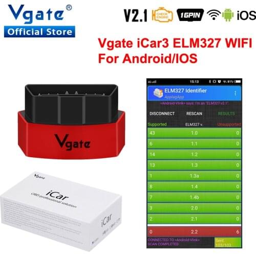 Vgate iCar 3 Code Reader Elm327 v2.1 WIFI diagnostic Tool Support OBD2 Protocol Car elm 327 V2.1 WIFI iCar3 for IOS/Android