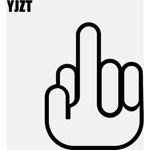 YJZT 9.8CM*12.7CM Middle Finger Vinyl Decal Funny Car Sticker Black/Silver C3-1916
