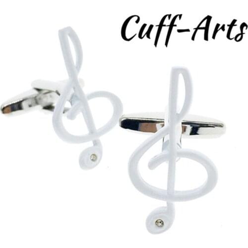 Cuffarts Cufflinks For Mens White Note Tie Clip Cuff Links Men Jewelry Gemelos 2018 Cufflinks Spinki Do Mank C10032