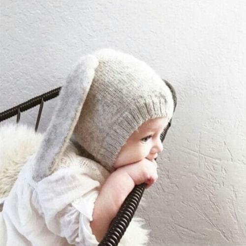 Winter Baby Toddler Kids Boy Girl Knitted Rabbit Crochet Ear Beanie Warm Hat Cap