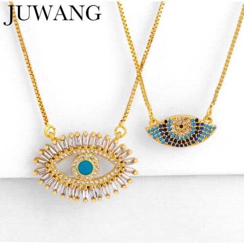 Zirconia Evil Eye Gold Necklace Gold Chain CZ Greek Eye Pendant Necklace collier femme 2019 olho grego